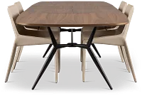 Margo Two-tone Rect Table & 4 Light Beige Upholstered Side Chairs