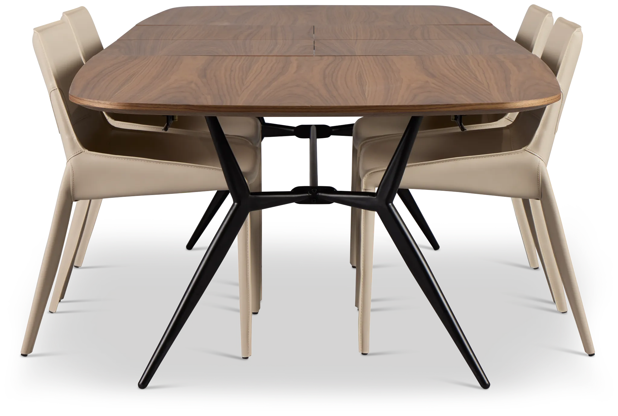 Margo Two-tone Rect Table & 4 Light Beige Upholstered Side Chairs