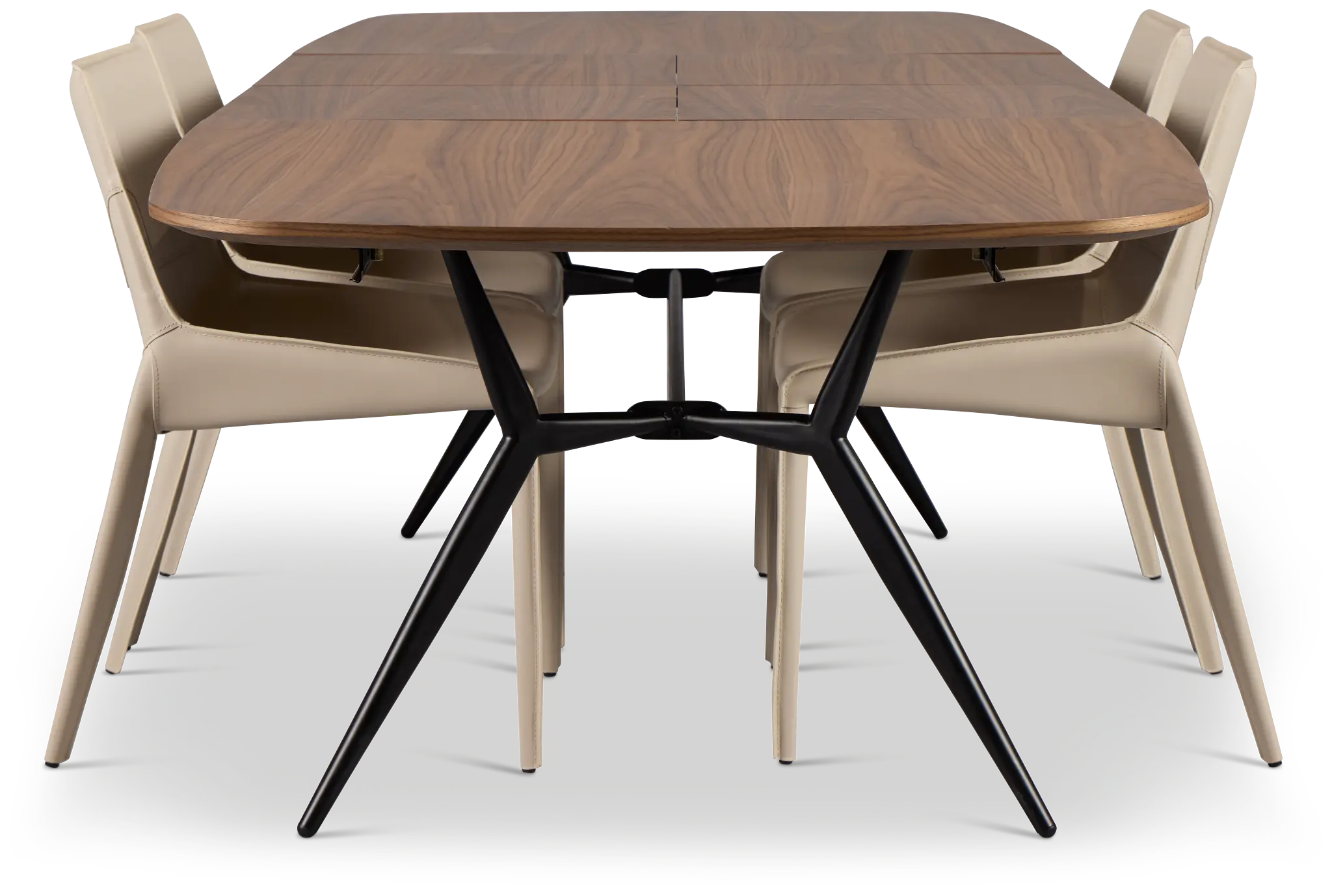 Margo Two-tone Rect Table & 4 Light Beige Upholstered Side Chairs Margo Two-tone Rect Table & 4 Light Beige Upholstered Side Chairs