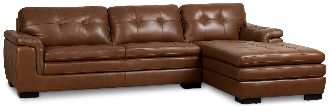 Braden Medium Brown Leather Right Chaise Sectional
