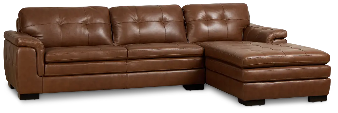 Braden Medium Brown Leather Right Chaise Sectional Braden Medium Brown Leather Right Chaise Sectional