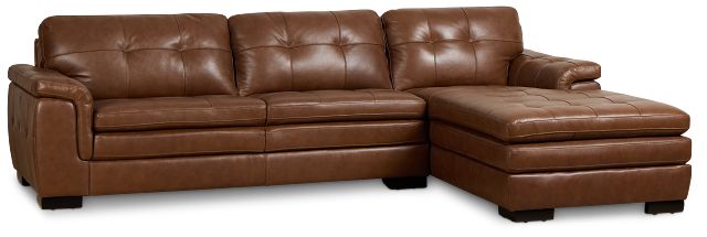 Braden Medium Brown Leather Right Chaise Sectional