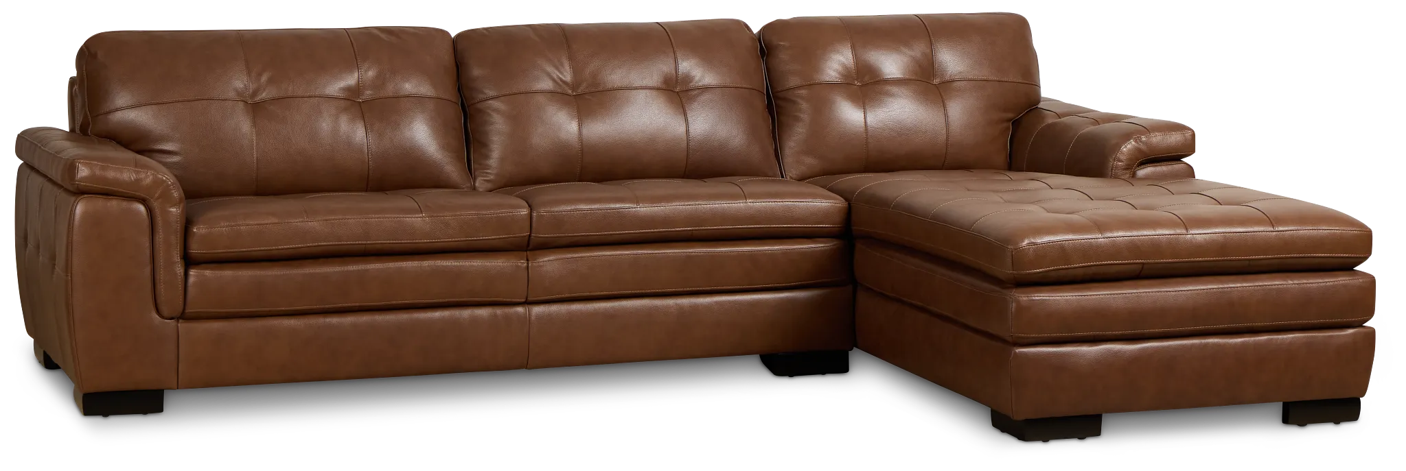 Braden Medium Brown Leather Right Chaise Sectional