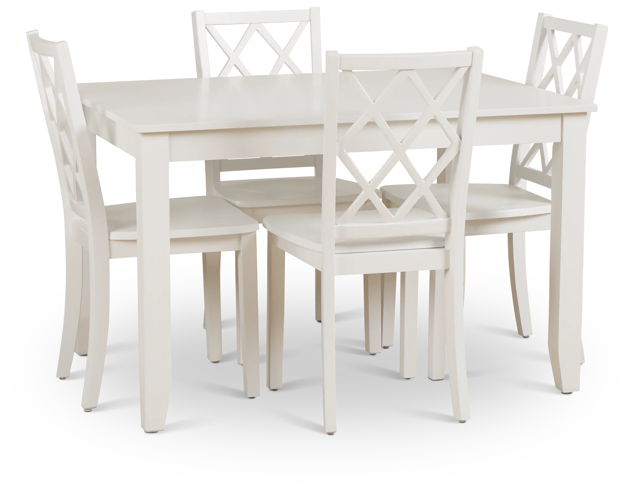 Edgartown White Rect Table & 4 White Wood Chairs