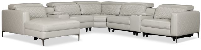 Ava Light Gray Micro Large Dual Power Left Chaise Sectional