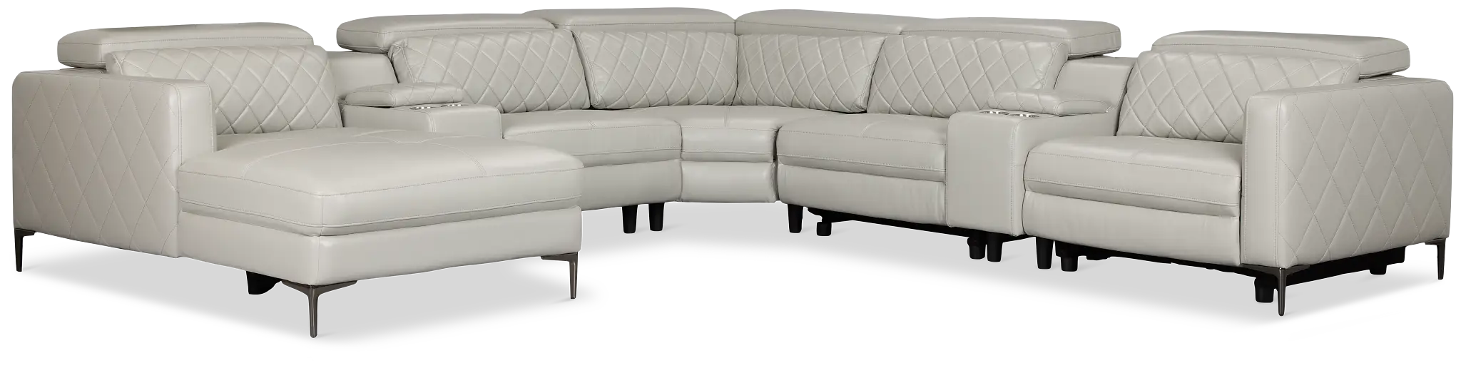 Ava Light Gray Micro Large Dual Power Left Chaise Sectional Ava Light Gray Micro Large Dual Power Left Chaise Sectional