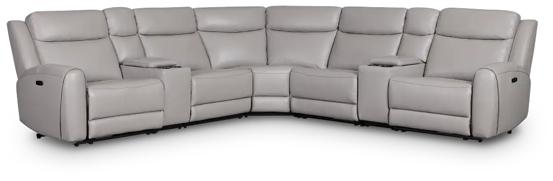 Walker Light Gray Lthr/vinyl Large Triple Power Reclining Two-arm Sectional Walker Light Gray Lthr/vinyl Large Triple Power Reclining Two-arm Sectional