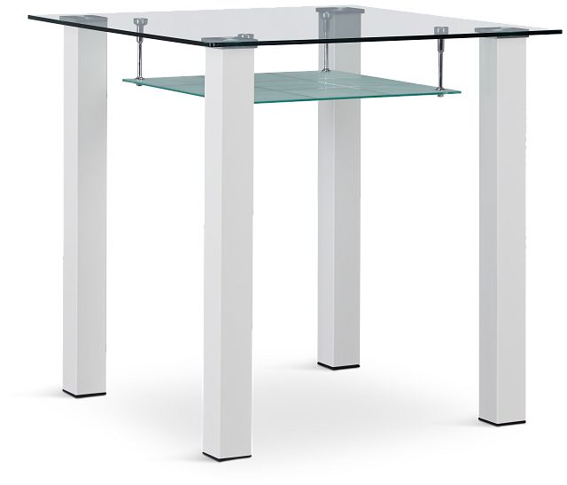 Vienna White Glass Square High Dining Table