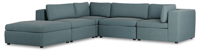 Destin Sutton Blue Fabric 5pc Bumper Sectional