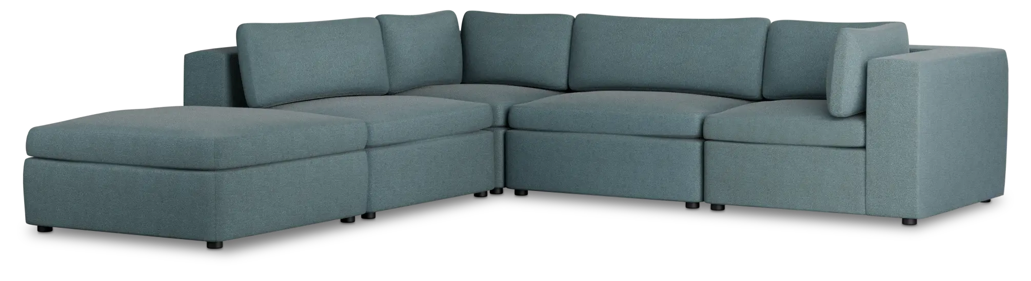 Destin Sutton Blue Fabric 5pc Bumper Sectional Destin Sutton Blue Fabric 5pc Bumper Sectional