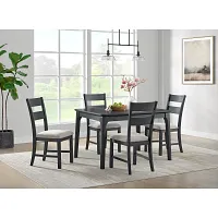 Kerensa Black Rect Table & 4 Upholstered Chairs