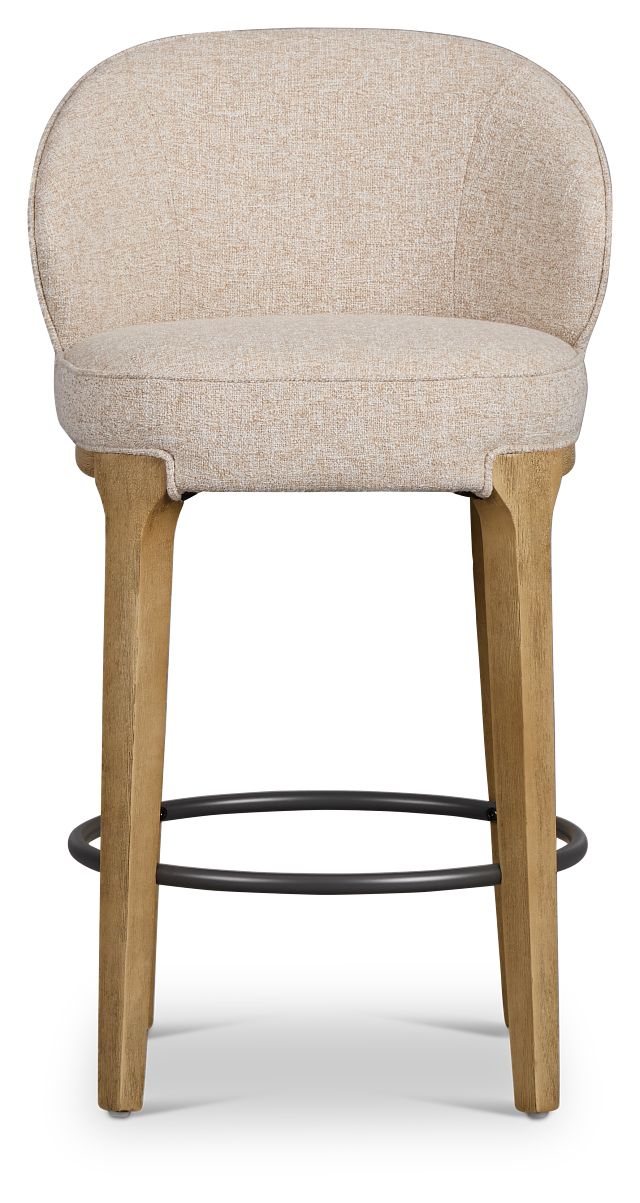 Libby Light Beige Fabric 24" Upholstered Barstool