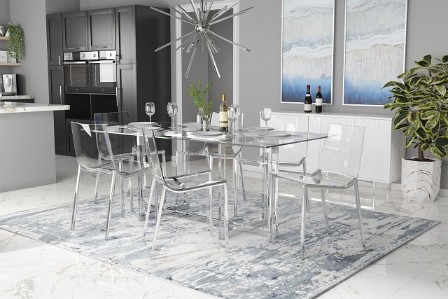 Denmark Glass Rect Table & 4 Chairs
