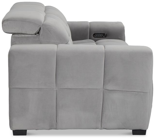 Gemma Light Gray Velvet Power Chaise Sofa