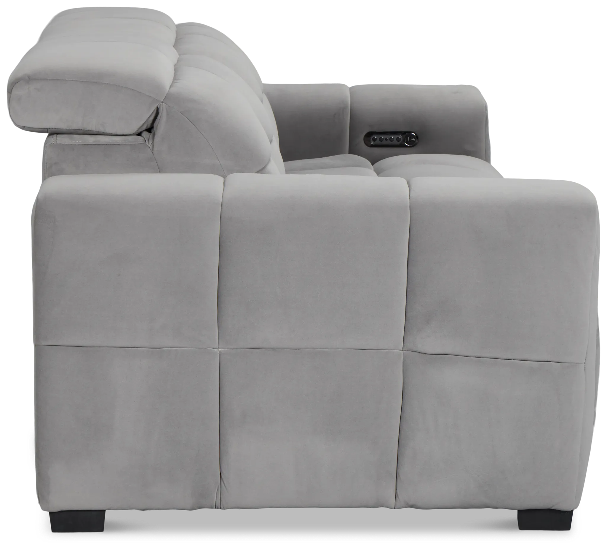 Gemma Light Gray Velvet Power Chaise Sofa