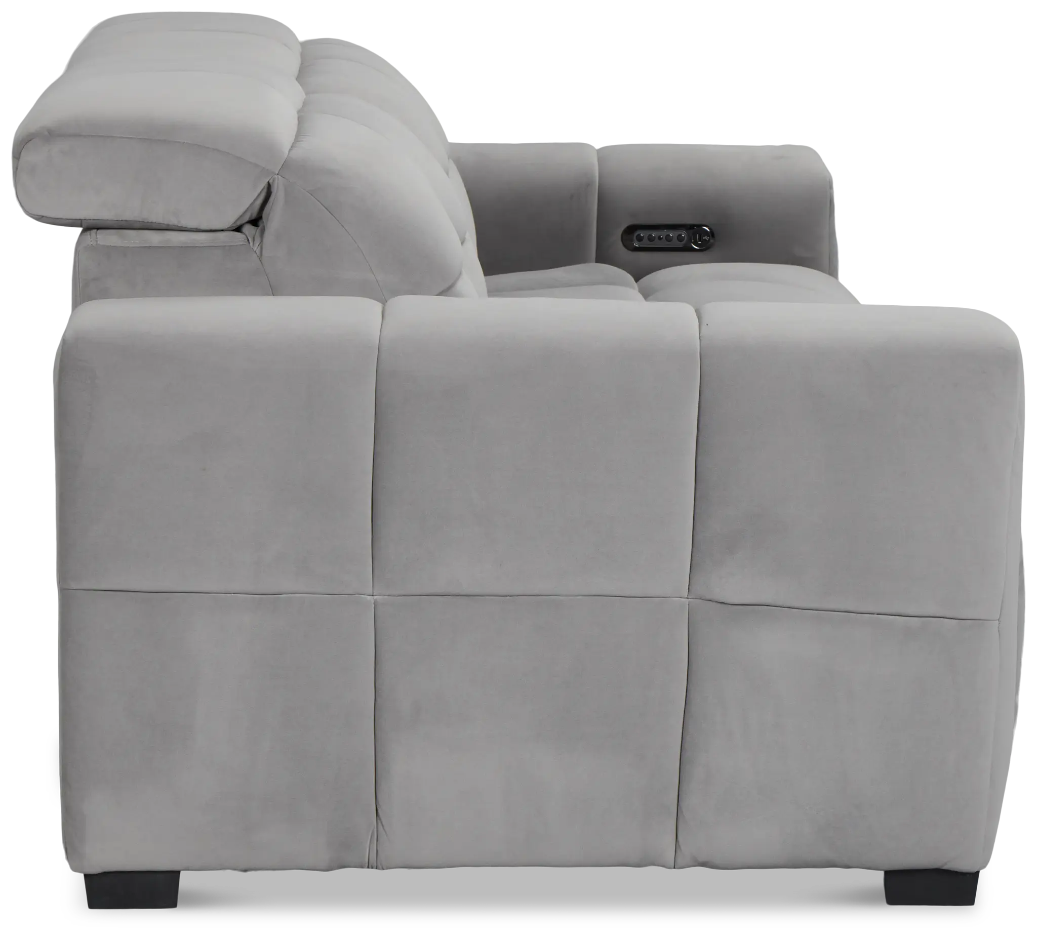 Gemma Light Gray Velvet Power Chaise Sofa Gemma Light Gray Velvet Power Chaise Sofa
