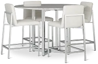Amalfi White Marble High Table & 4 Upholstered Barstools