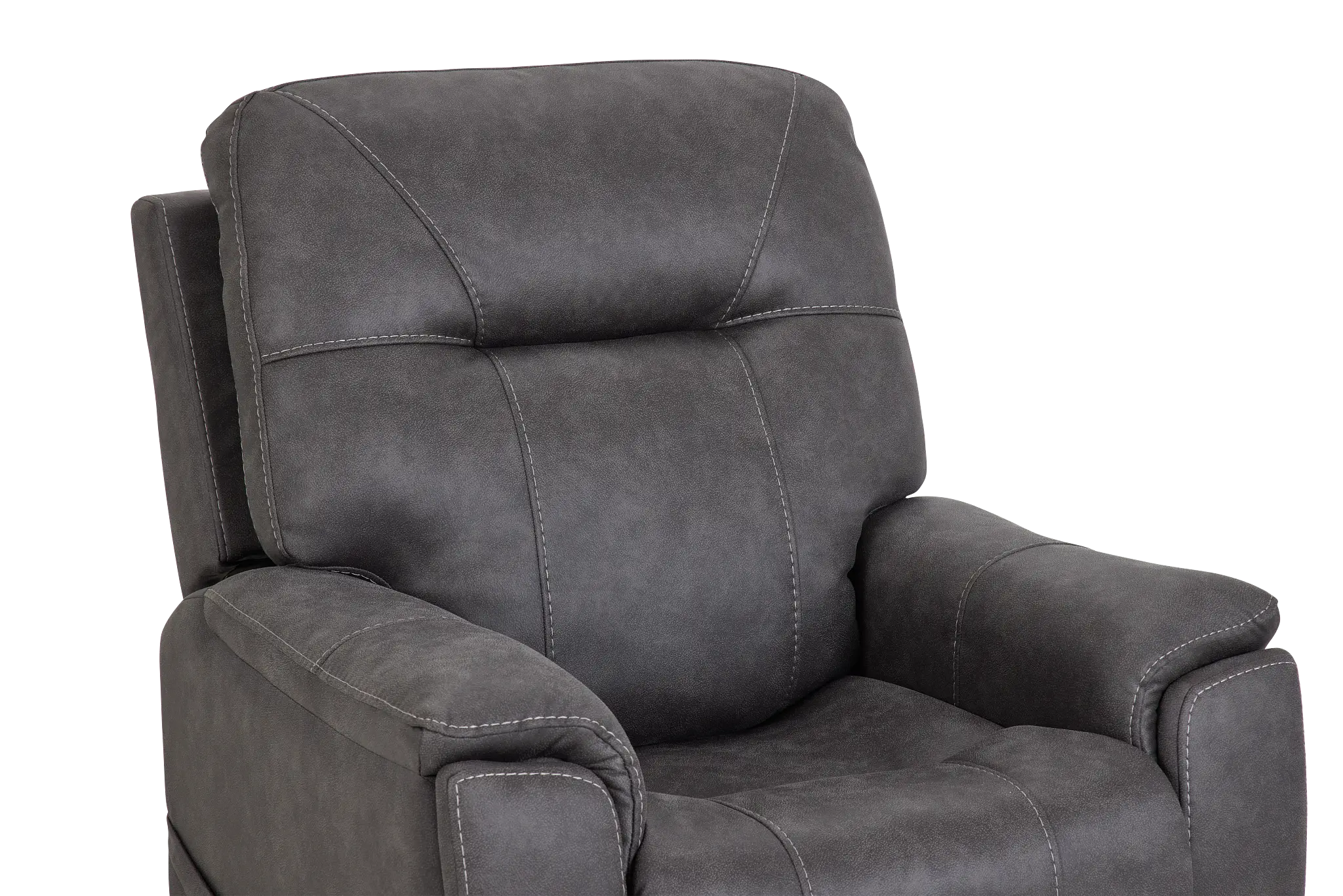 Akron Dark Gray Micro Power Lift Recliner With Power Lumbar Akron Dark Gray Micro Power Lift Recliner With Power Lumbar