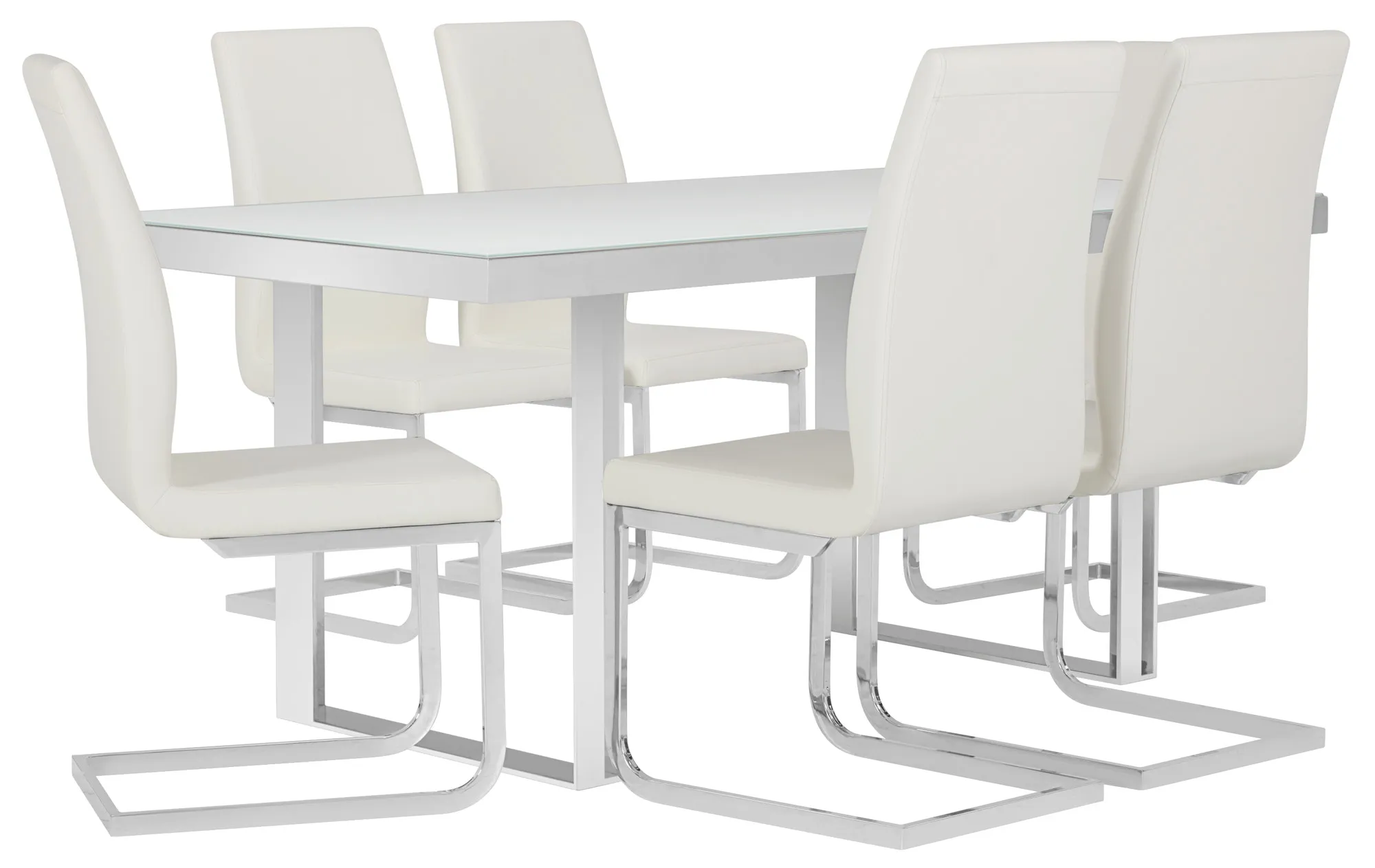 Harley White Glass Table & 4 Upholstered Chairs