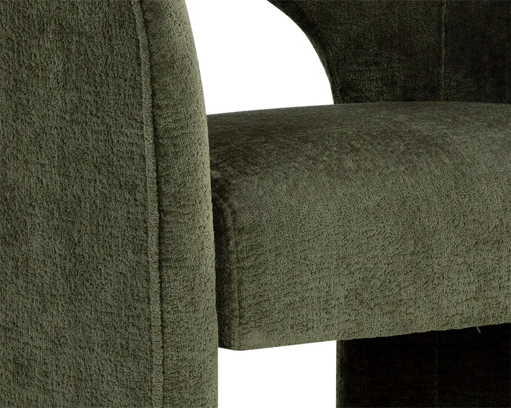 Callan Dark Green Curved Upholstered Arm Chair