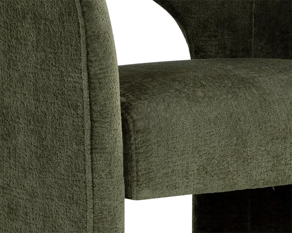 Callan Dark Green Curved Upholstered Arm Chair Callan Dark Green Curved Upholstered Arm Chair