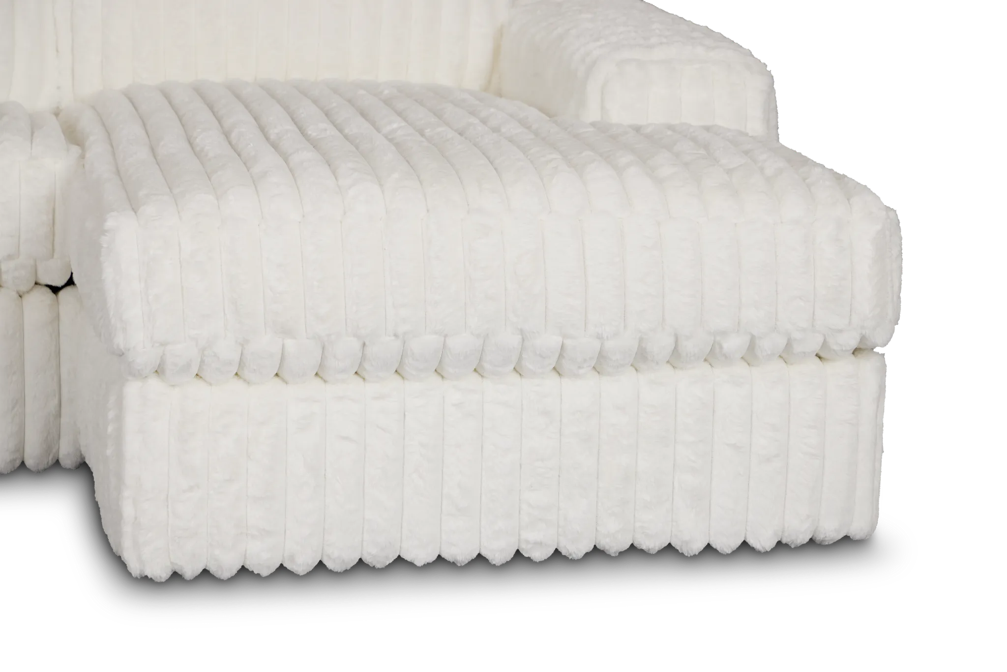 Teddy White Fabric Small Right Chaise Sectional