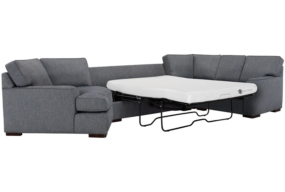 Austin Blue Fabric Left Cuddler Memory Foam Sleeper Sectional