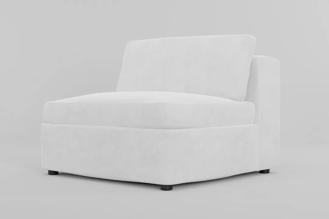 Destin Peyton White Fabric Armless Chair