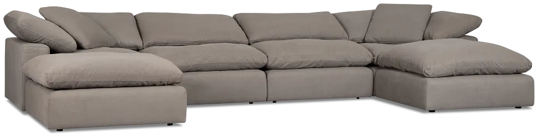 Nixon Light Gray Fabric 6 Piece Double Chaise Sectional