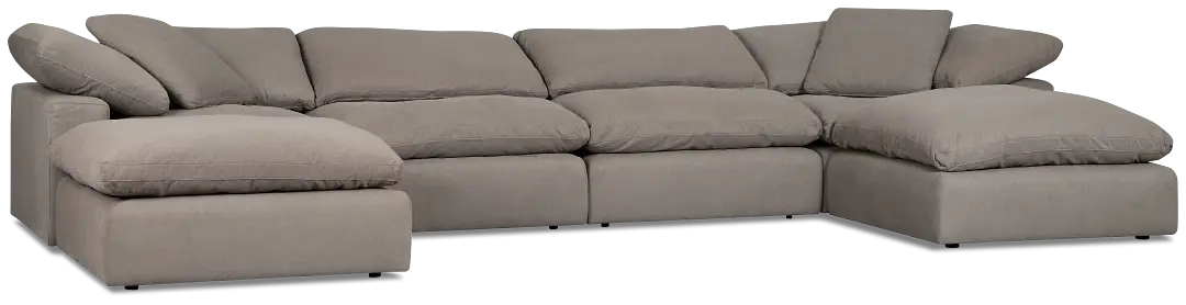 Nixon Light Gray Fabric 6 Piece Double Chaise Sectional Nixon Light Gray Fabric 6 Piece Double Chaise Sectional