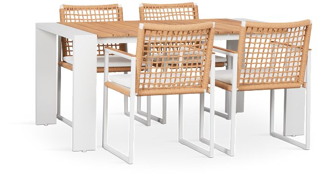 Sunrise Teak 65" Rectangular Table & 4 Teak Arm Chairs