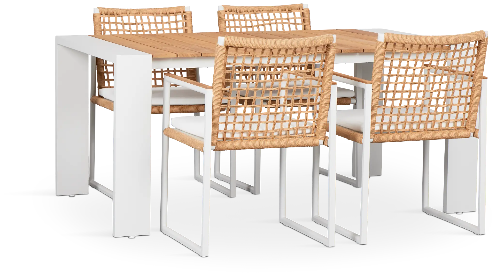 Sunrise Teak 65" Rectangular Table & 4 Teak Arm Chairs Sunrise Teak 65" Rectangular Table & 4 Teak Arm Chairs