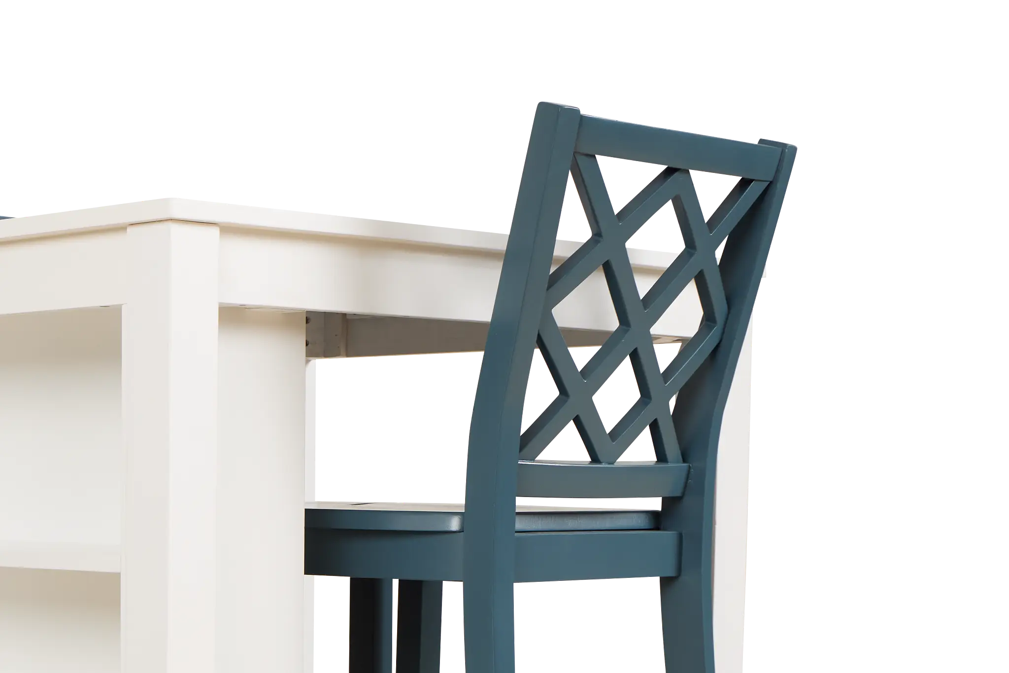 Edgartown White Storage High Table & 2 Navy Wood Barstools Edgartown White Storage High Table & 2 Navy Wood Barstools