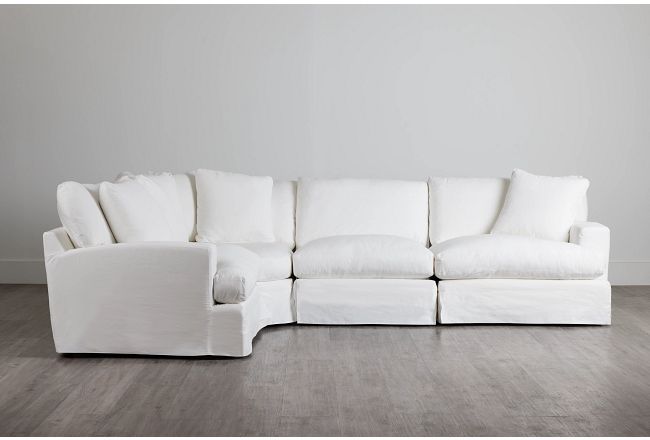 Delilah White Fabric Small Two-arm Sectional