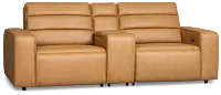 Sawyer Light Brown Micro Power Reclining Console Loveseat