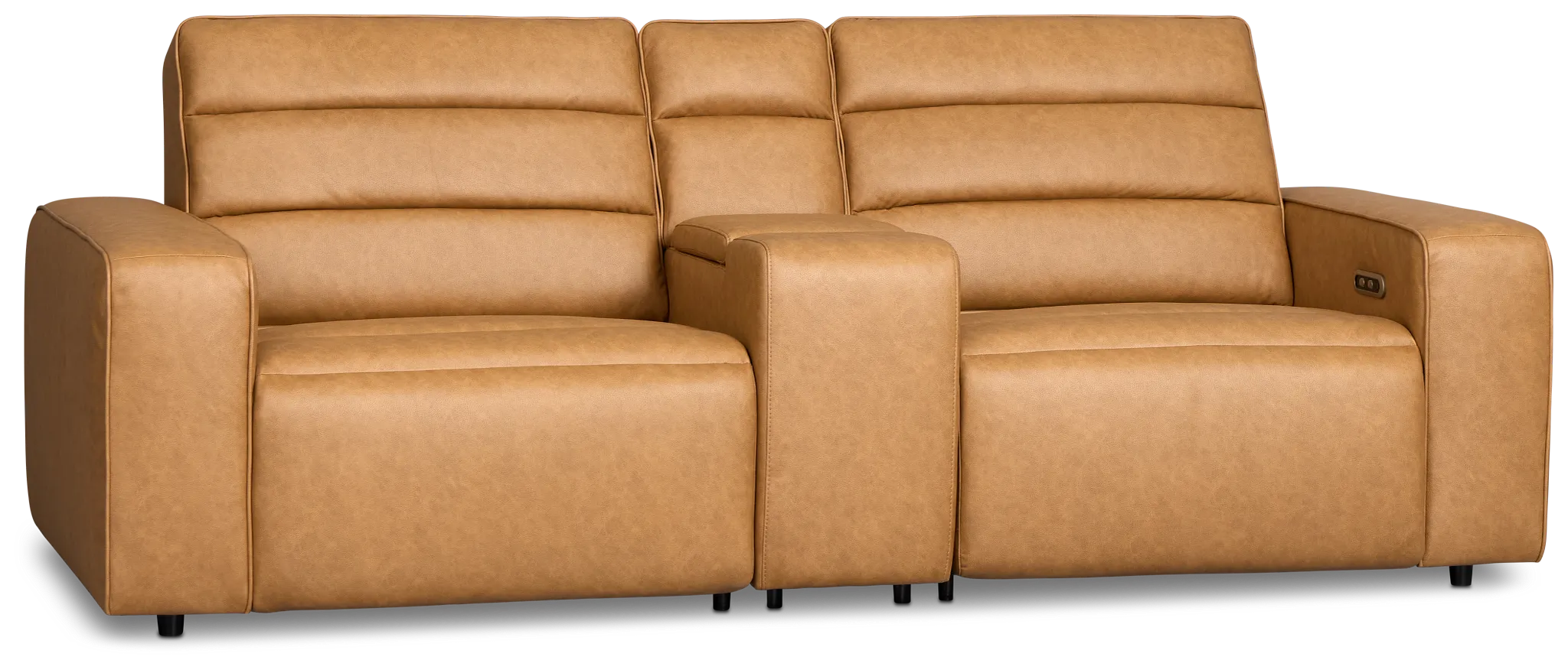 Sawyer Light Brown Micro Power Reclining Console Loveseat