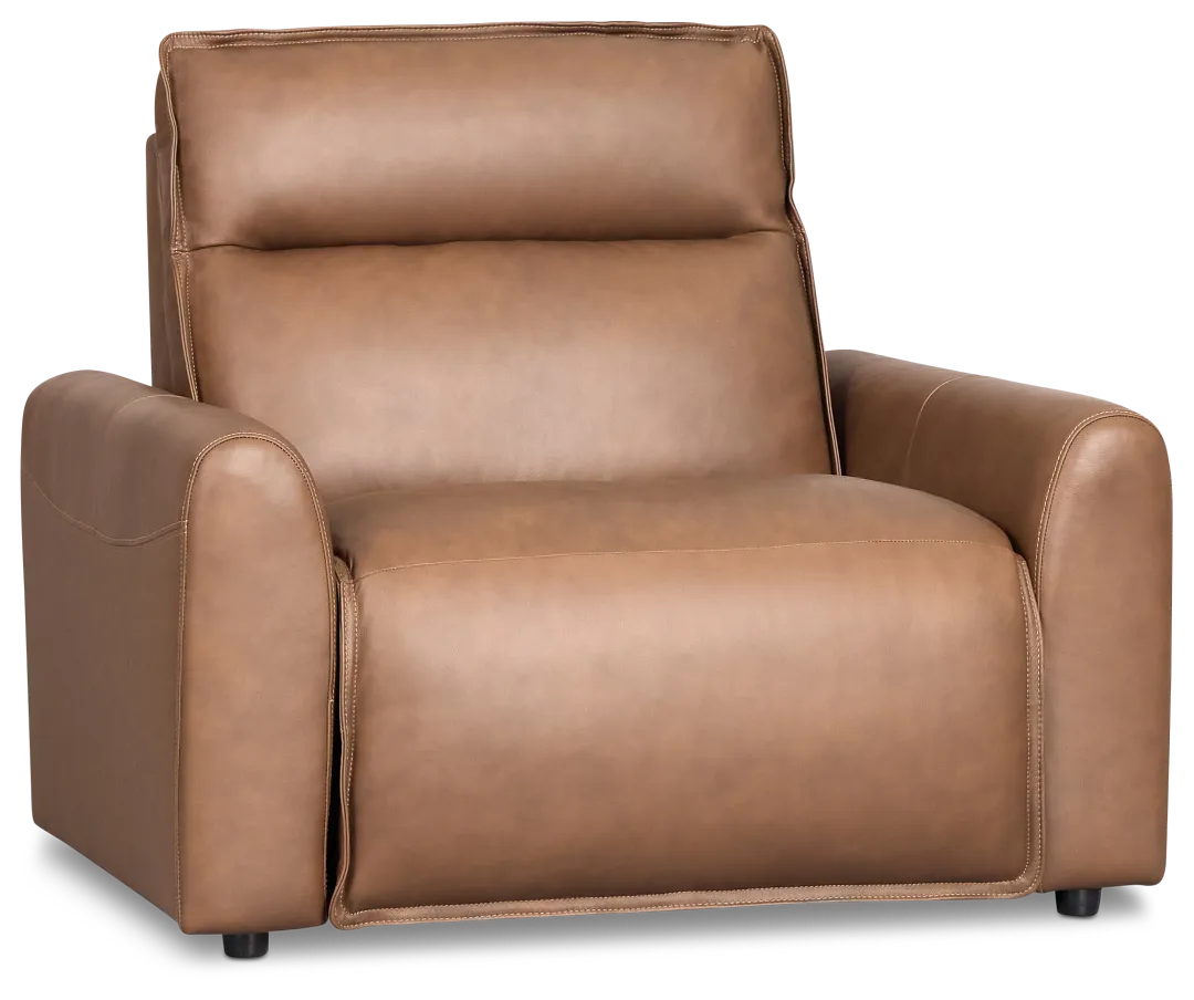 Edison Dark Brown Lthr/vinyl Power Recliner With Power Headrest