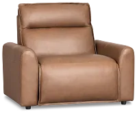 Edison Dark Brown Lthr/vinyl Power Recliner With Power Headrest