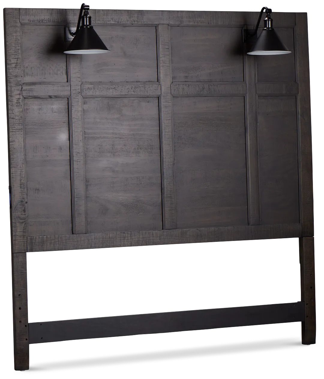 Heron Cove Dark Tone Panel Headboard With Lights