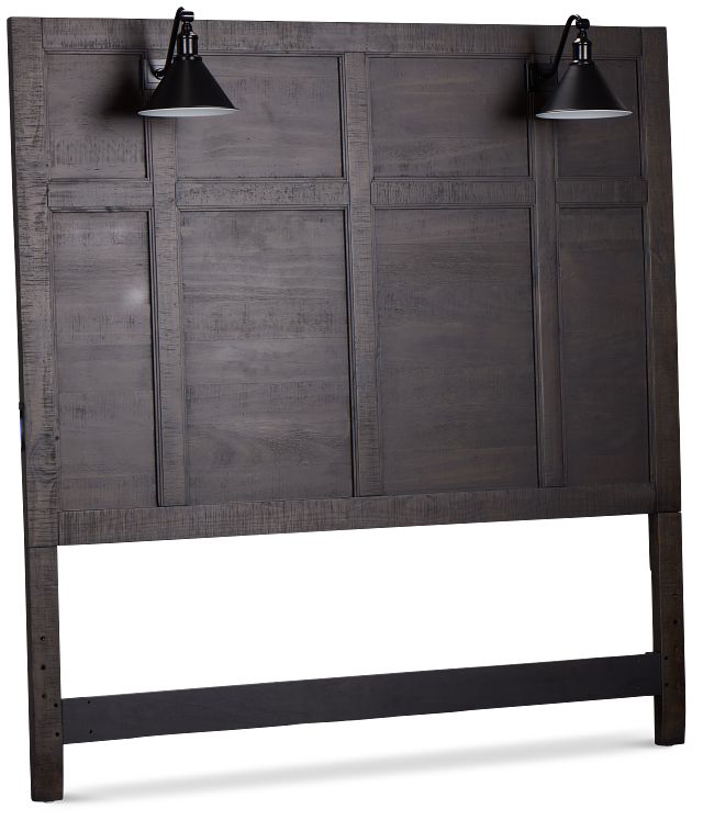 Heron Cove Dark Tone Panel Headboard With Lights