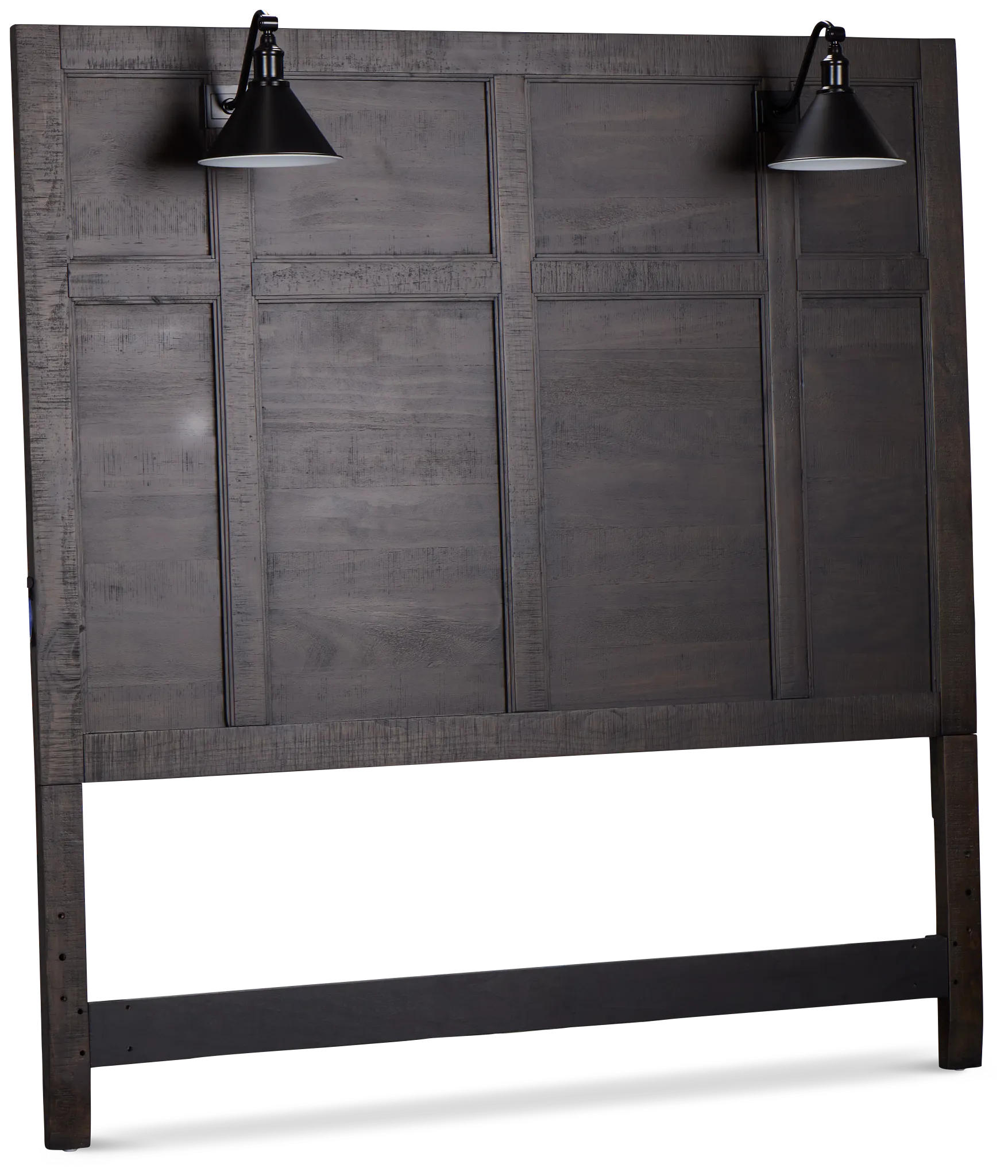 Heron Cove Dark Tone Panel Headboard With Lights