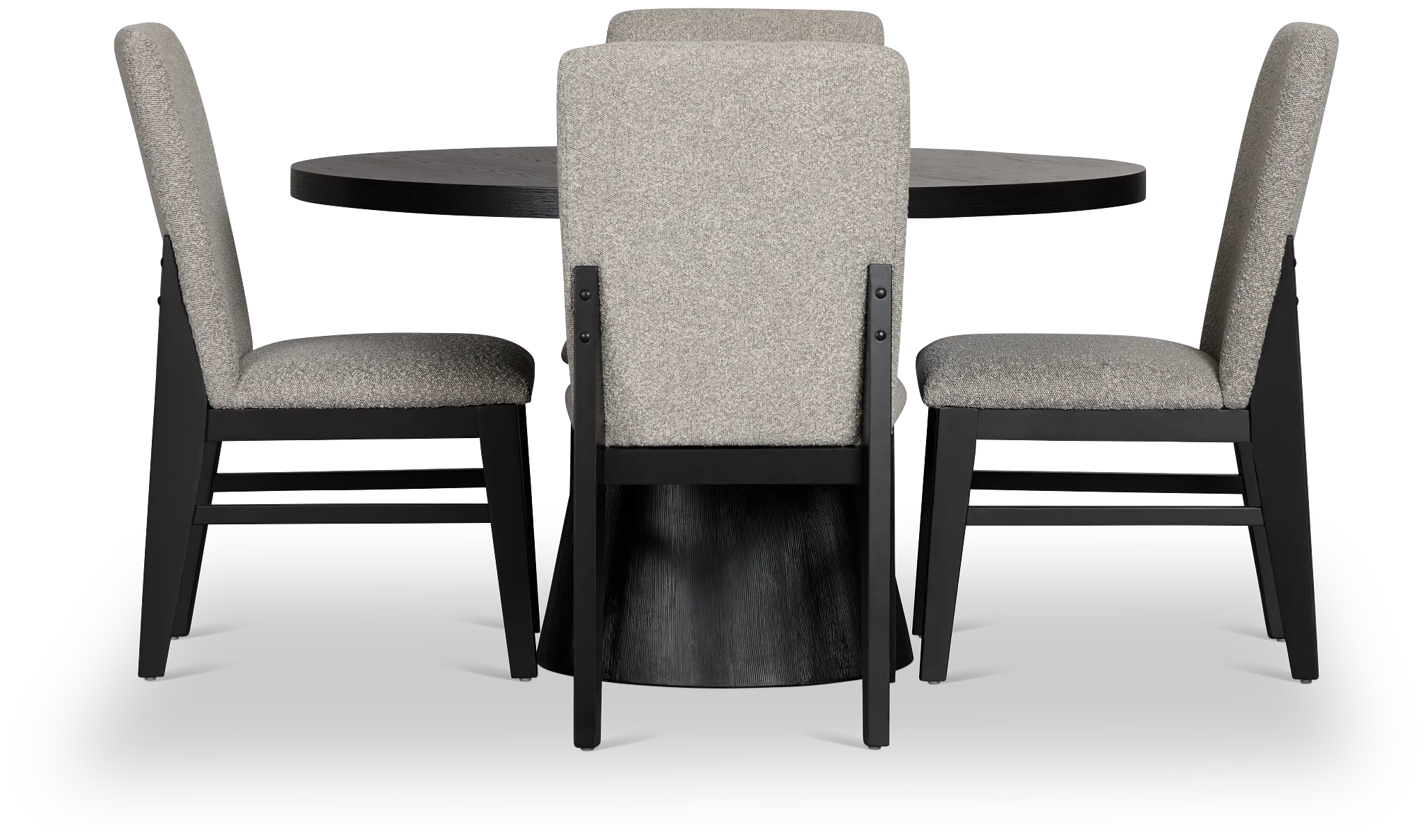 Modesto Black Round Table & 4 Upholstered Chairs