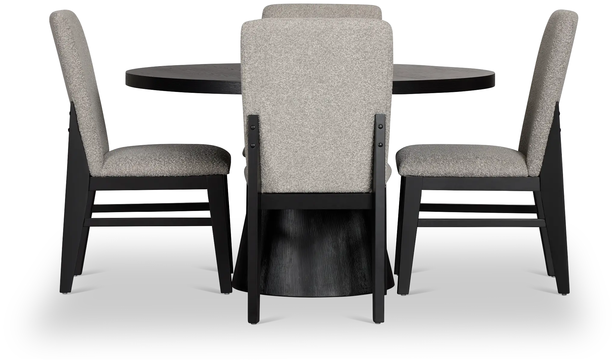 Modesto Black Round Table & 4 Upholstered Chairs Modesto Black Round Table & 4 Upholstered Chairs