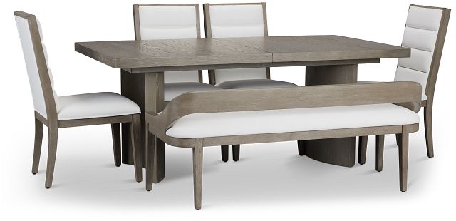 Soho Light Tone Uph Table, 4 Chairs & Bench (3)