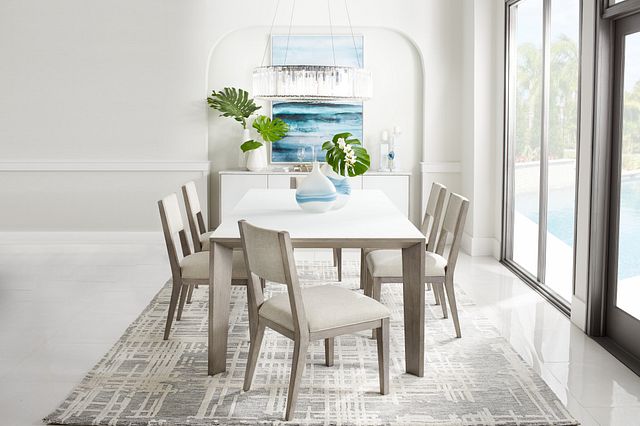 Rio Glass Rect Table & 4 Wood Chairs