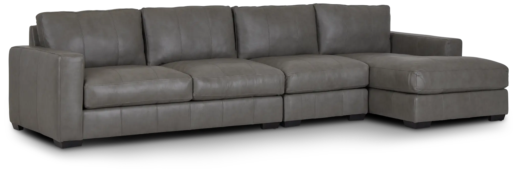Dawkins Gray Leather Small Right Chaise Sectional Dawkins Gray Leather Small Right Chaise Sectional