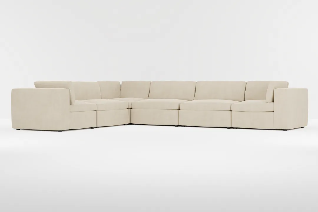 Destin Peyton Beige Fabric 6-piece Modular Sectional