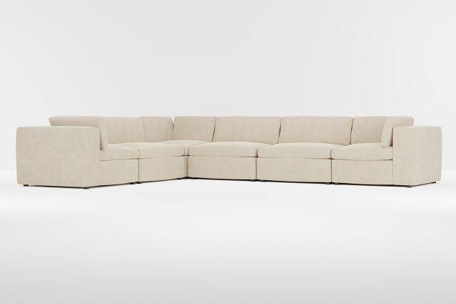 Destin Peyton Beige Fabric 6-piece Modular Sectional