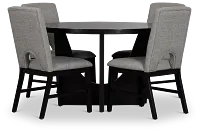 Oxford Black Round Table & 4 Upholstered Chairs