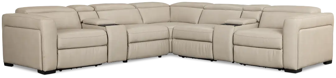 Melody Light Gray Micro Large Dual Power Reclining Two-arm Sectional Melody Light Gray Micro Large Dual Power Reclining Two-arm Sectional